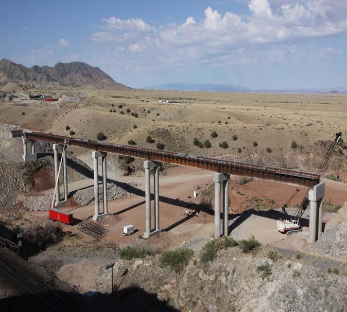 The longest spans used 102 foot long steel