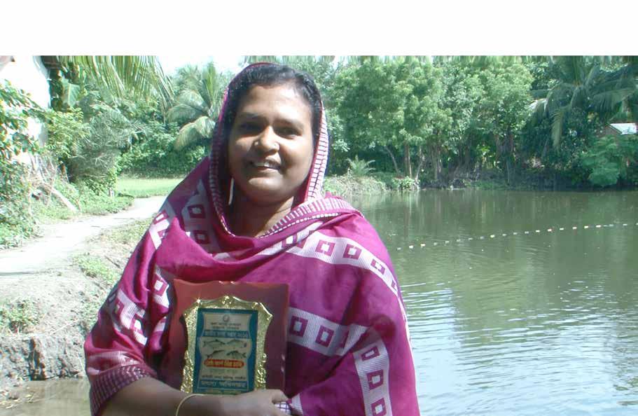 WOMEN IN AQUACULTURE Technology adoption and production increase Around 80% women farmers have adopted improved management practices 41% farm productivity increased Market access women farmers
