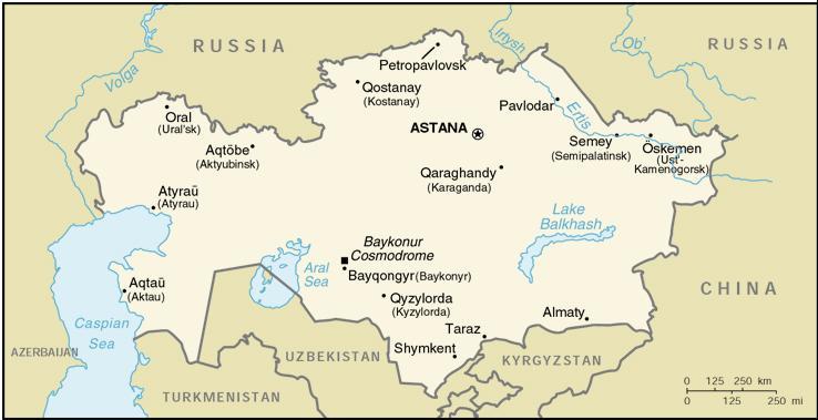 Kazakhstan Population 15.2 million Area 2724900 square kms GDP (2007) $ 145.5 billion Currency Tenge (1$ = 128.