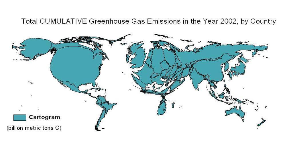 Emissions of greenhouse gases Density equalling cartogram.