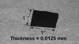 a) b) D= ½ D= ½ Thickness= 0.5 mm Thickness = 0.007 mm c) Figure 15. Photos of the aligned CNT TIM: (a) 0.5 mm thick copper plate as substrate, (b) 0.007 mm thick copper foil as substrate, (c) 0.