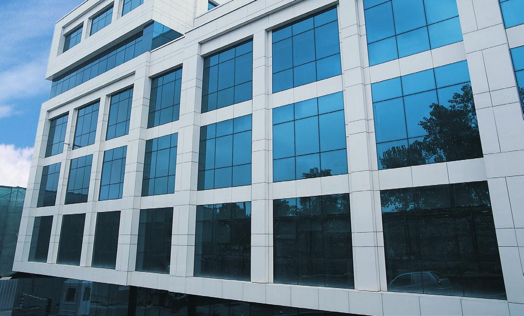 Applications Façades or windows of commercial buildings where reflective glass is required Advantages: Prevents solar heat transmission into buildings Controls the luminosity of sunlight Provides