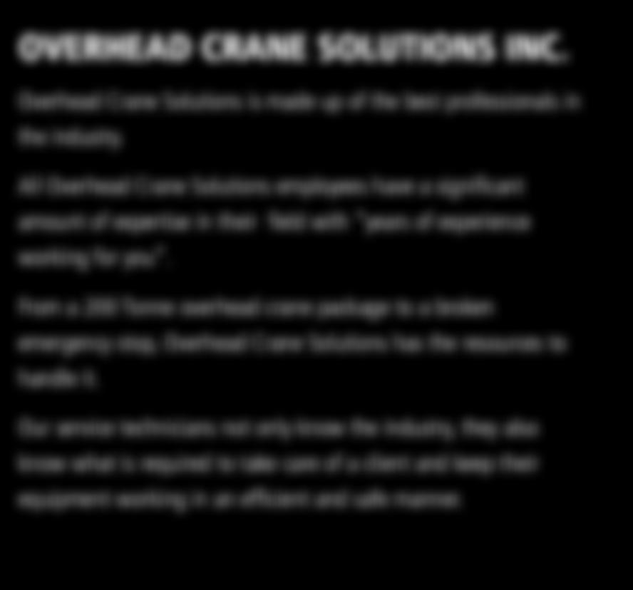 At Overhead Crane Solutions Inc.