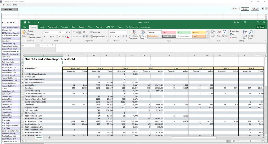Reports Scaffolding Quantity and Value Report Controls internal and