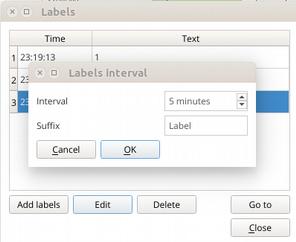 You can specify interval (from 60 seconds to 6000 seconds) and suffix of the labels and click OK to automatically add them.