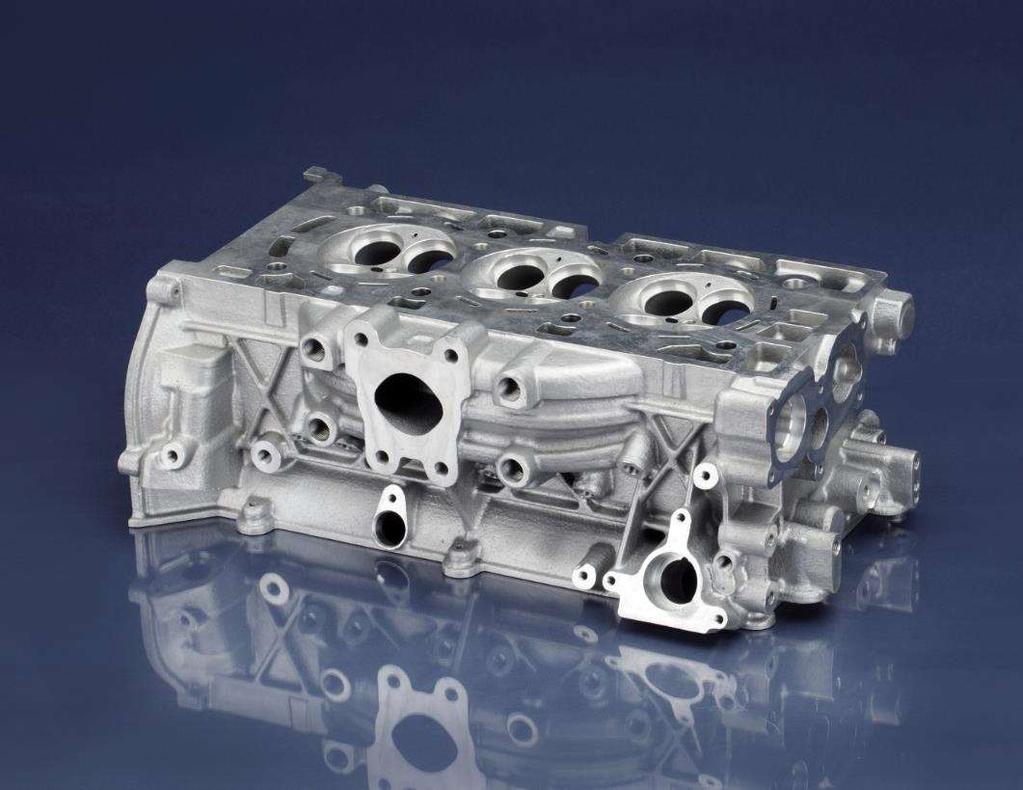 Cylinder head with integrated exhaust collector Material: EN AC-AlSi7Mg0.