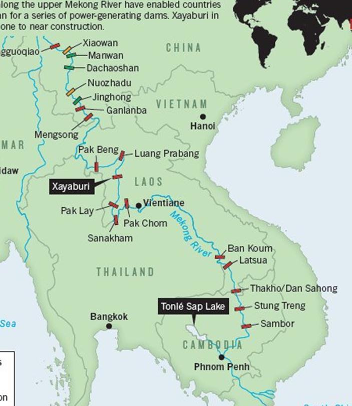 List of Potential Hydropowers on Mekong Mainstream 1. PakBeng 921MW 2. LuangPrabang 1,200MW 3. Xayabouri 1,285MW 4.