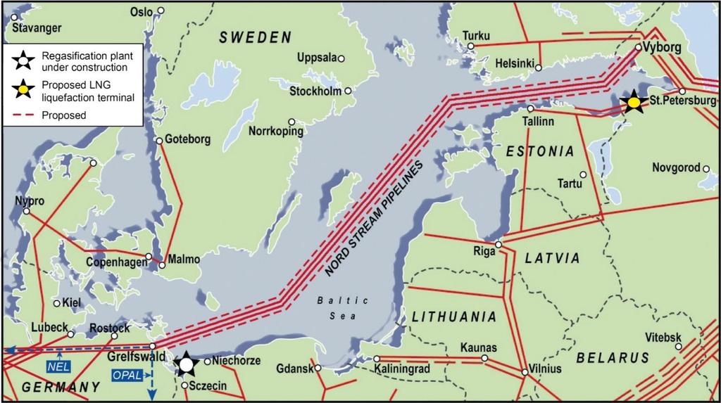The Nord Stream Pipelines Source: OIES 15 Nord Stream 1 (first string Nov 2011, second string Nov 2012) is operational (total capacity 55 bcm but OPAL use is