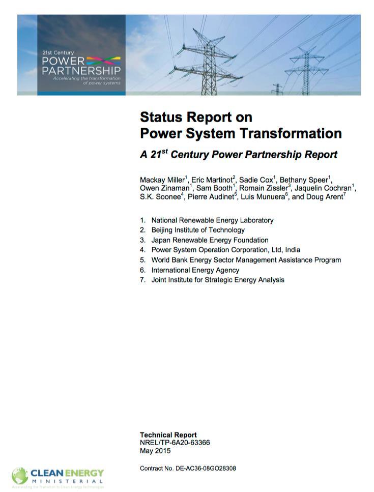 THOUGHT LEADERSHIP STUDIES Clean Restructuring: Design Elements for Low Carbon Wholesale Markets. May 2015. Status Report on Power System Transformation. May 2015. Power Systems of the Future.