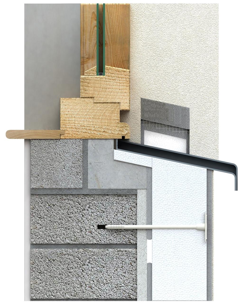 Insulation layer between new and existing window sill to achieve minimum R-value of 0.