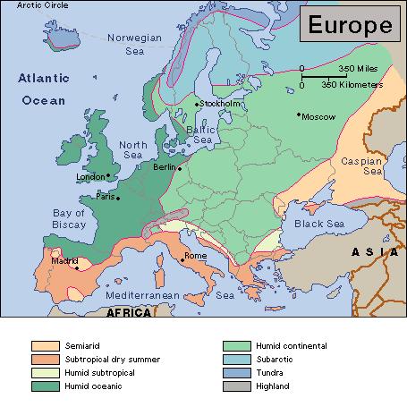 Climatic zones of Europe