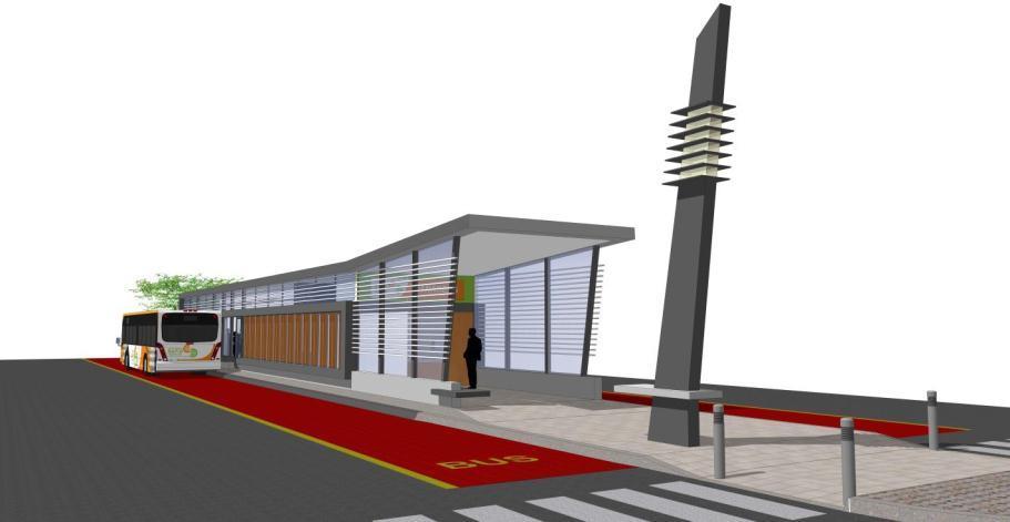 Station Design: Front view Stations to be constructed single and double Concrete, glass and steel design 4.