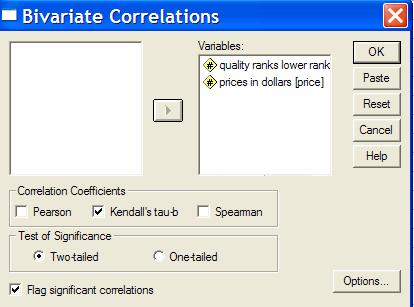 Window 1.3: Bivariate Correlations This selection generated the following Table 1.