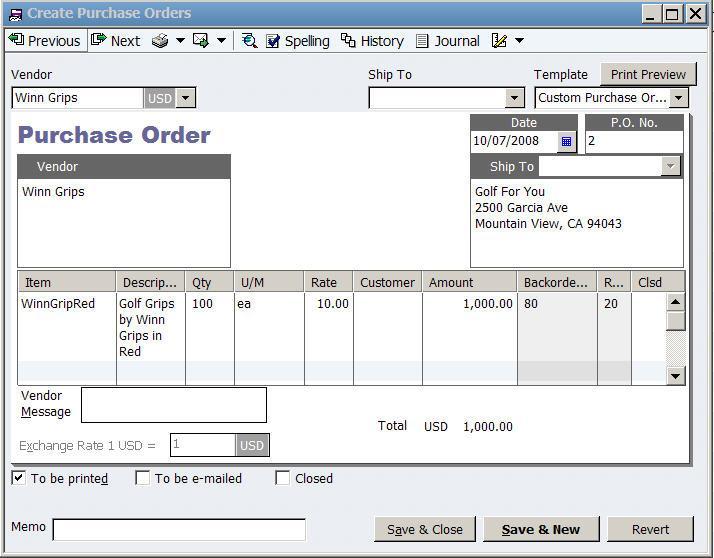 Backorder Column on PO, SO, INV Receive part of an order Partially fulfill an order Track remainder until
