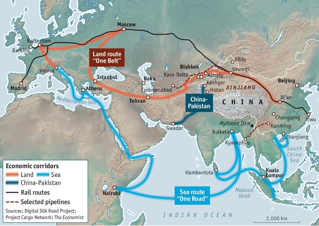 POLITICAL INITIATIVES POLITICAL INITIATIVES AIM TO IMPROVE EUROASIAN FREIGHT TRANSPORT - ESPECIALLY CHINA'S ONE BELT ONE ROAD Source: The Economist China: One belt one road (OBOR) - China s outbound