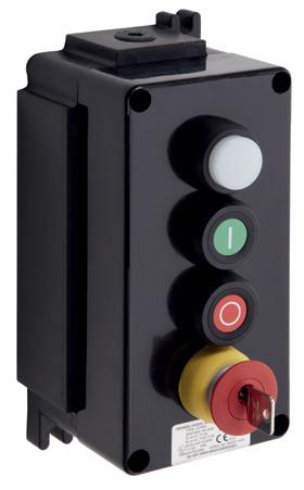 .. +55 C, ingress protection IP66 Up to 4 operators per unit, including pushbuttons, LED indicators, emergency-stop buttons, rotary switches with many different switching configurations,