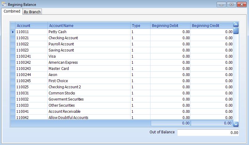 Beginning Balance The Beginning Balance module is to set up the opening balance for each account when you set up your accounting.