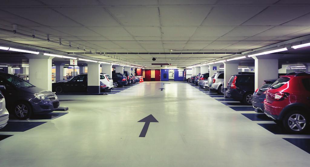 The pigmented encapsulation coat allows differentiation to be made between various zones so that parking bays, running aisles and pedestrian walkways can be highlighted.