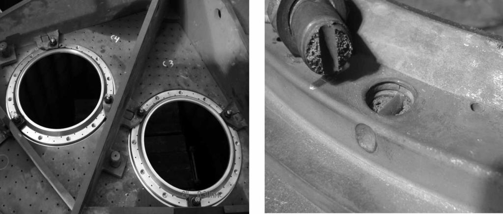 Figure 1. The combustion chamber rings and a broken insert bolt. 2.