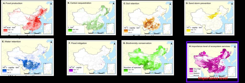 Mapping ecosystem services of China Spatial pattern of