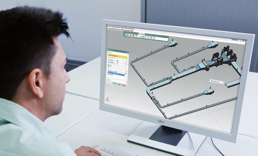 Delivering a lifecycle solution for HVAC design The software supports a predefined catalog of HVAC parts and parametric templates that can be modified on-the-fly (smart sizing) to fit any space