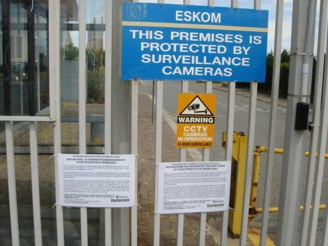 Photograph of site notice on the power station