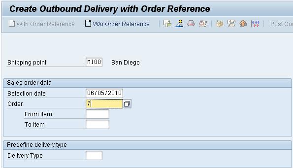 Start Delivery Process Task Start the delivery process. Short Description Use the SAP Easy Access Menu to start the delivery process.