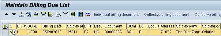 To do this, follow the menu path: Logistics Sales and Distribution Billing Billing Document Process Billing Due List This will produce the following screen.