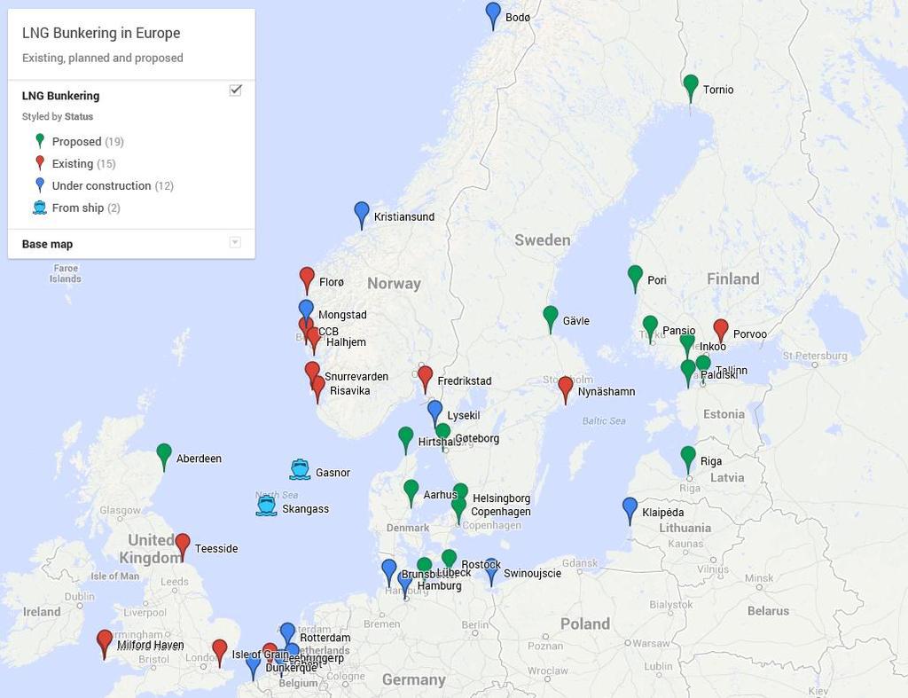 LNG-terminals in Northern Europe LNG Bunkering facilities in North-European SECA