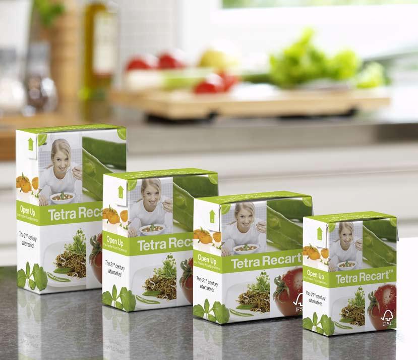 The Tetra Recart package family offering a variety of packaging sizes Filling a variety of products Thanks to the unique packaging material and a new forming and sealing technique, food products such