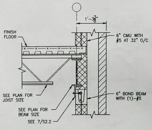 The joists supporting the floor system are spaced equally in column bays with a maximum spacing