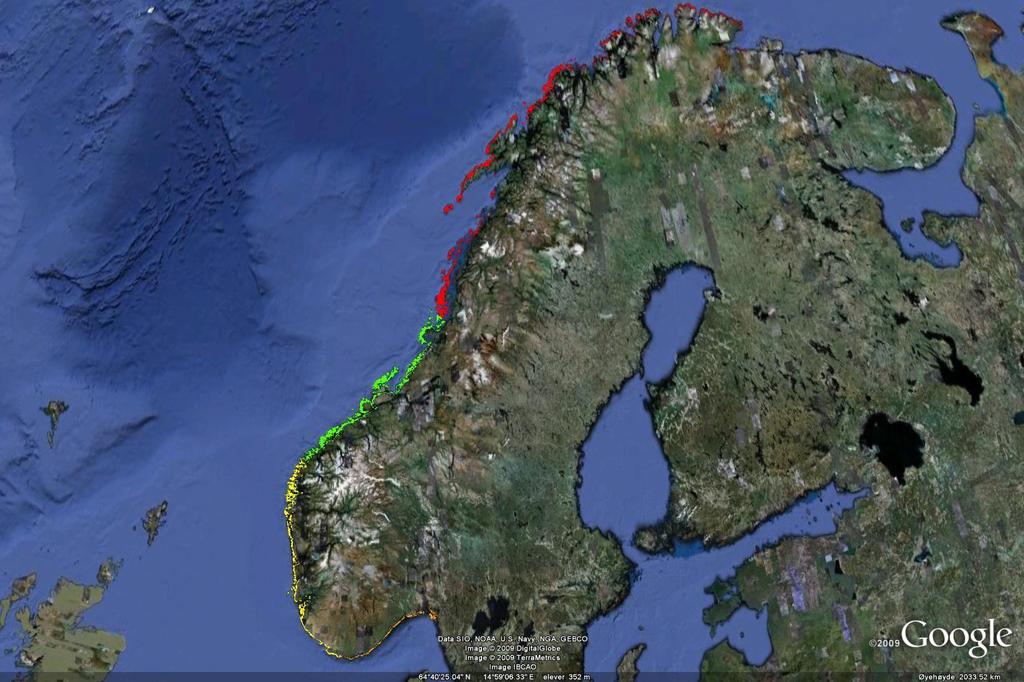 Kelp forest ecology in times of climate change Norgeskart med påvirkede