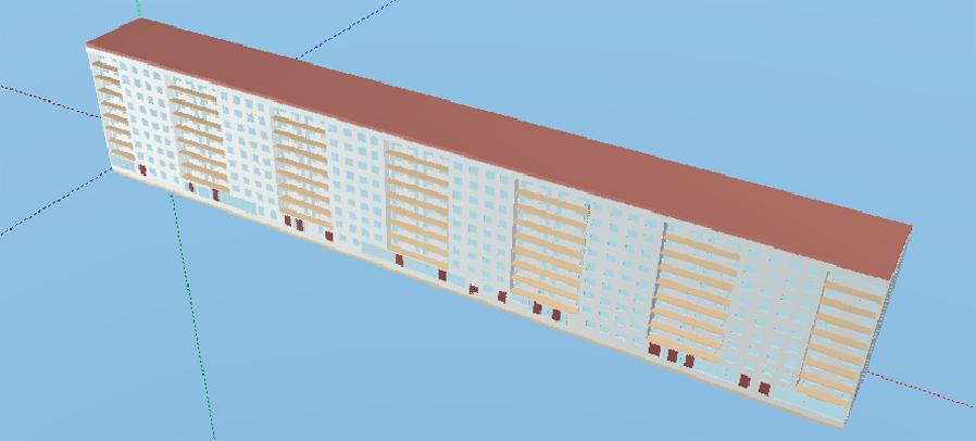 Fig. 3. Building 3 - visualization made in the Audytor OZC 6.6 Pro program. The calculations were made with the assumption that the internal temperature in buildings is kept at 20 C.