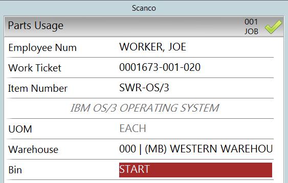 2 Employee. Scan your badge s barcode or lookup your employee ID. Tap Enter. 3 Work Ticket. Scan or look up the work ticket number/step you are issuing parts for. Tap Enter. NOTE: Only open work tickets will appear in the Lookup.
