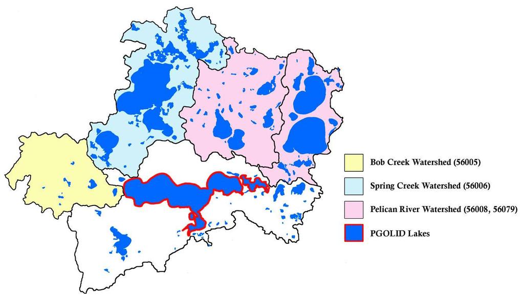 Totals and Average Loading by Watershed Minor watersheds are grouped by the stream that discharges into Pelican Lake.