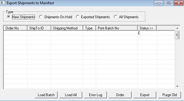 Export Shipments to Manifest Export shipments to manifest displays records in the MEXPORT table.