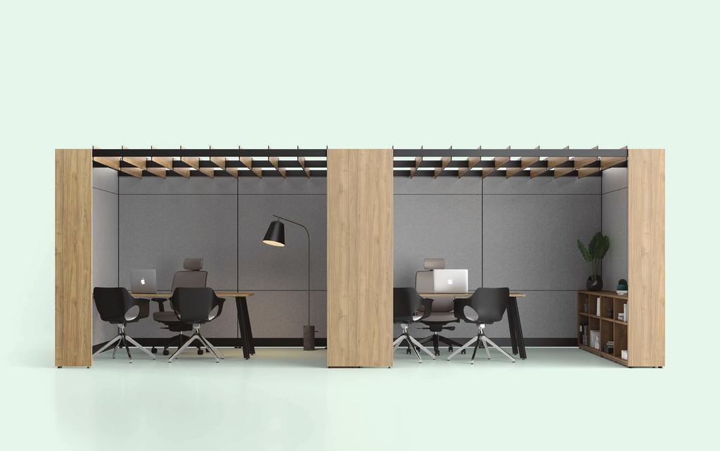 Compatibility The Axel tile system features a complete collection of work surfaces adapted to different workstation configurations.