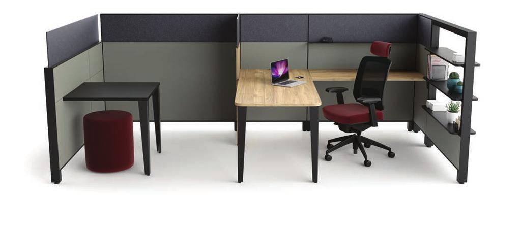 Modularity The many shapes of the Axel tile system help improve work environment concepts with multiple spaces.