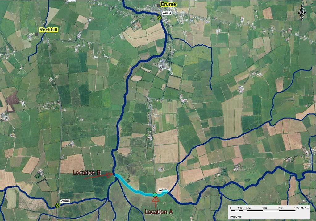 Kerry Group Charleville Proposed Discharge Locations - Estimation of 95%tile Location A: E155005 N127458 Location B: E154322 N127807 Waterbody: Loobagh Maigue Date of evaluation: 17/12/2015