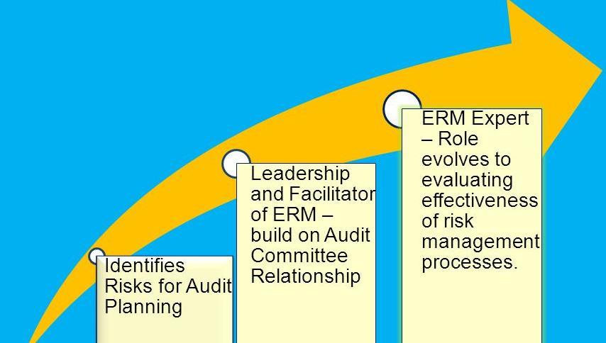 Value and utility for internal auditors Play an important role in monitoring ERM, but Do NOT have primary responsibility for its implementation or