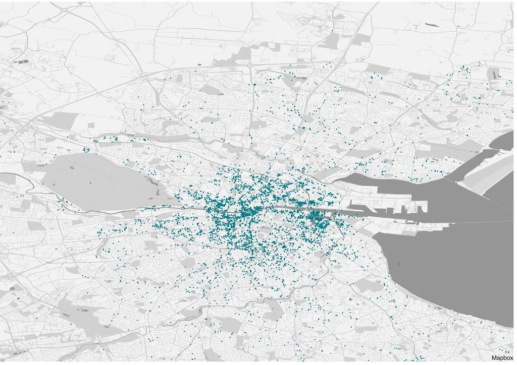 Case Study: Dublin City Economic Impact of Home Sharing As in any city, the concentration of both host capacity and guest focus for Dublin accommodation is weighted towards the main city.