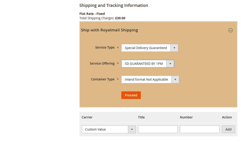 8 Royal Mail Shipping Manager Select Service Type, Service Offering and Container Type (Service Format) and Submit. This will generate shipment and Shipping label as well.