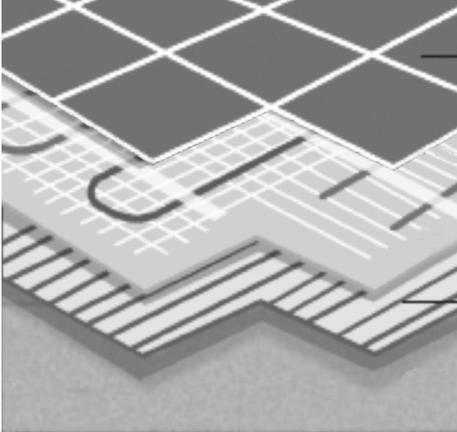 (c) The diagrams show how the underfloor heating system is laid under tiles.