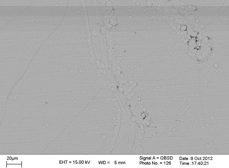 Anal. Bioanal. Electrochem., Vol. 6, No. 1, 2014, 16-27 26 Fig. 6. SEM image of Cr-deposit with low TP and magnitude of 500 Fig. 7. SEM image of Cr-deposit with low TP and magnitude of 1000 4.