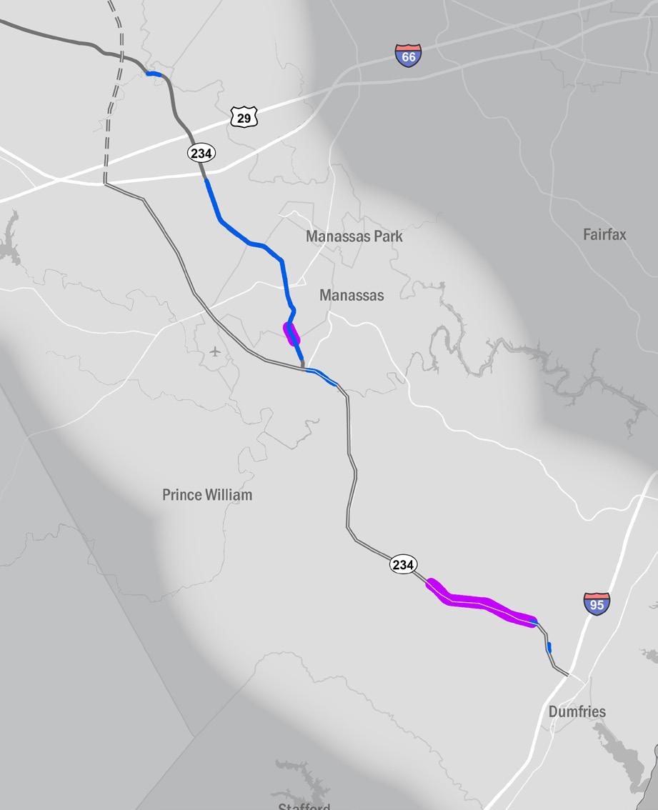 G1 SEGMENT PROFILE Segment G1 begins at Interstate I-95 in Prince William County and progresses northwest to the junction of Virginia Route 234 and I-66, serving Prince William County, as well as the