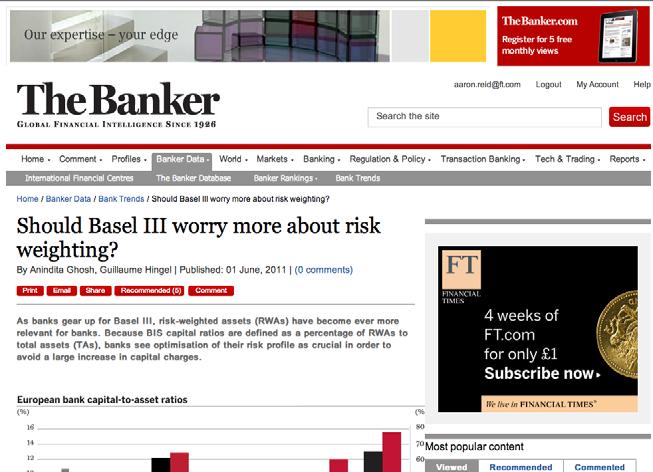 The Banker is essential reading for CEOs, CFOs, corporate treasurers and central bank governors. COMMENT: opinion pieces from The Banker s editors and senior industry figures.