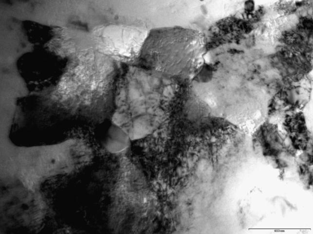 5 Microstructure sample after 3 passes of ECAPB, TEM, a- brigtfield, b- darkfield 4.