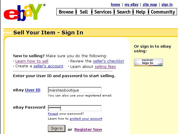 Register on ebay and