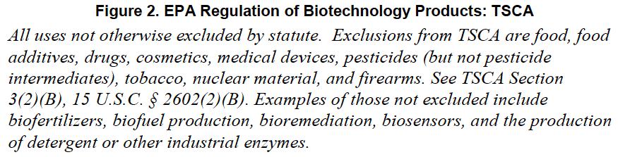 Examples of Products Excluded from TSCA 19 Source: Modernizing the Regulatory System for Biotechnology Products: Final