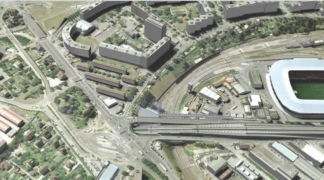 2. Carouge-Bachet underground railway station This station acts as a gateway to the city of Geneva, with all that this implies in terms of intersecting road infrastructure (highway, rail, national